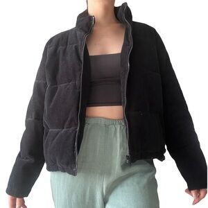 Brandy Melville John Galt Black Cotton Corduroy Puffer Jacket